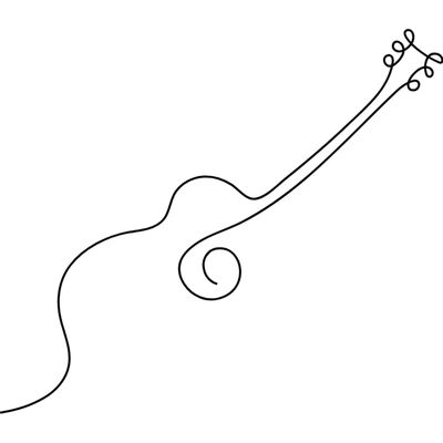 Acoustic guitar continuous line drawing black Thumbnail