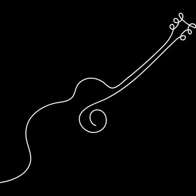Acoustic guitar continuous line drawing white Thumbnail