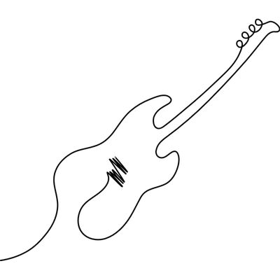Bass guitar continuous line drawing black Thumbnail