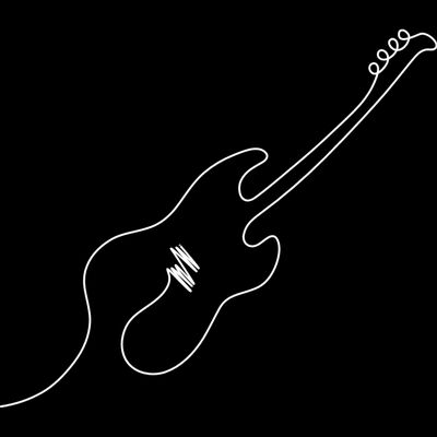Bass guitar continuous line drawing white Thumbnail