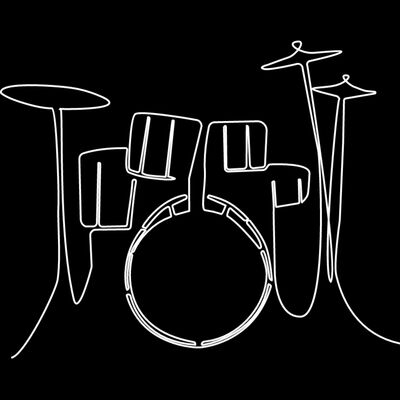 Drum kit continuous line drawing white Thumbnail