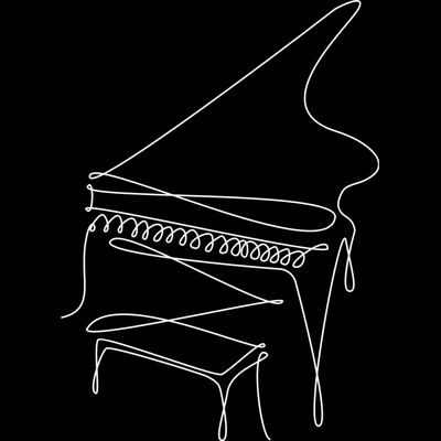 Piano continuous line drawing white Thumbnail