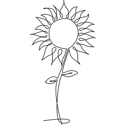 Sunflower continuous line drawing black Thumbnail